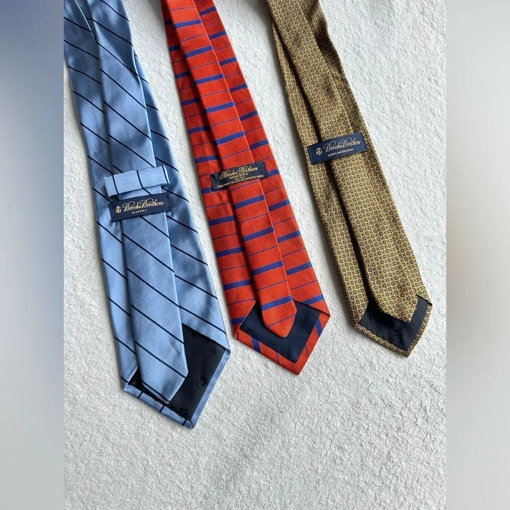 Brooks Brothers Makers Silk Tie Stripe Men Necktie - REPP‎ Lot Of 3